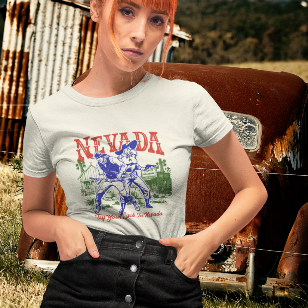 Try Your Luck In Nevada Ladies Premium Cream Cotton T-shirt