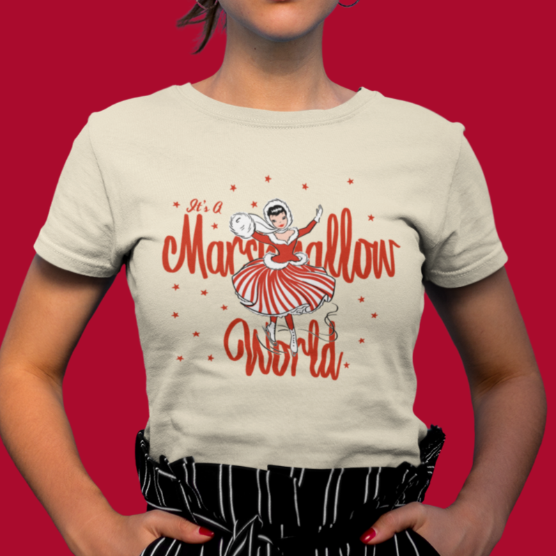 Marshmallow World Retro Lady Christmas - Women's T-shirt