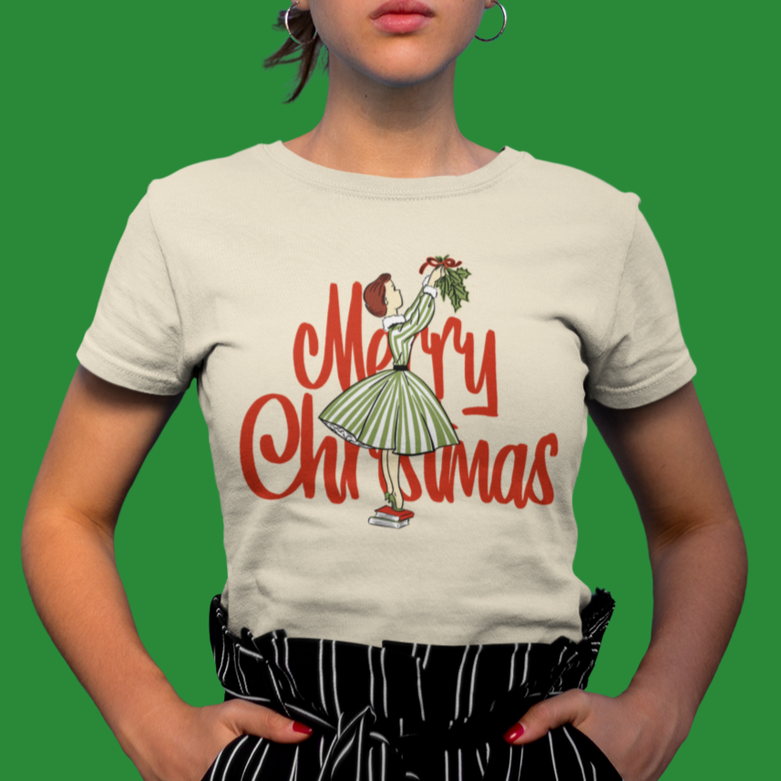 Merry Christmas Retro Lady Christmas - Women's T-shirt