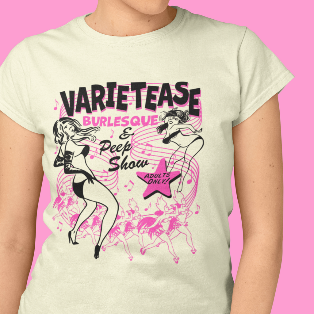 Varietease Burlesque & Peep Show Ladies Premium Cream Cotton T-shirt