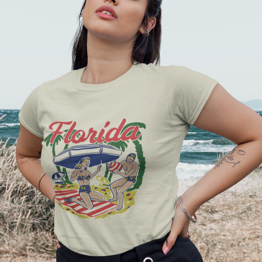 Florida - At The Beach! Ladies Cream T-shirt