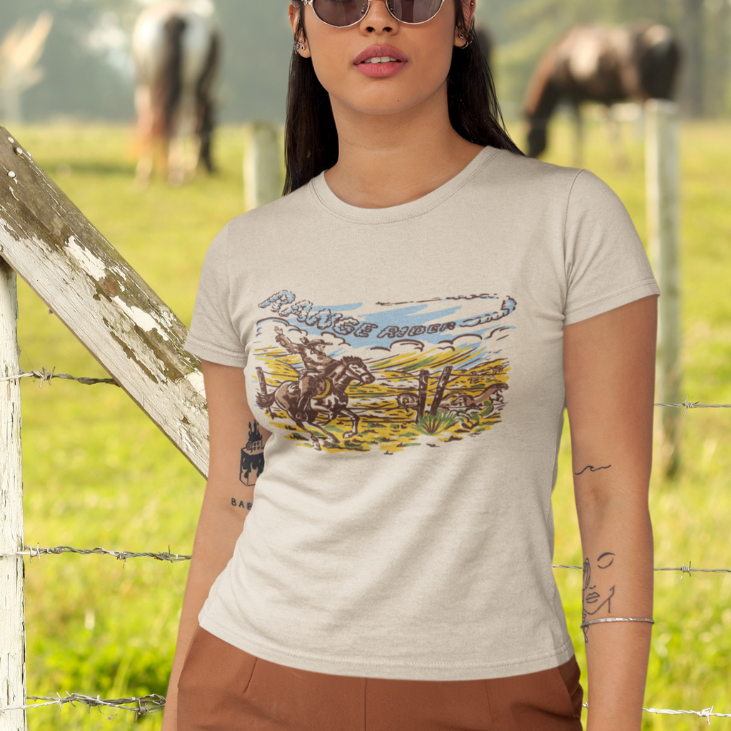 Ranger Rider Cowboy Ladies Cream T-shirt
