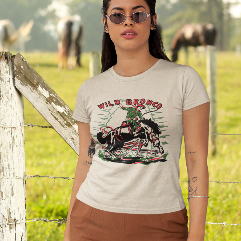 Wild Bronco Vintage Repro Ladies Cream T-shirt