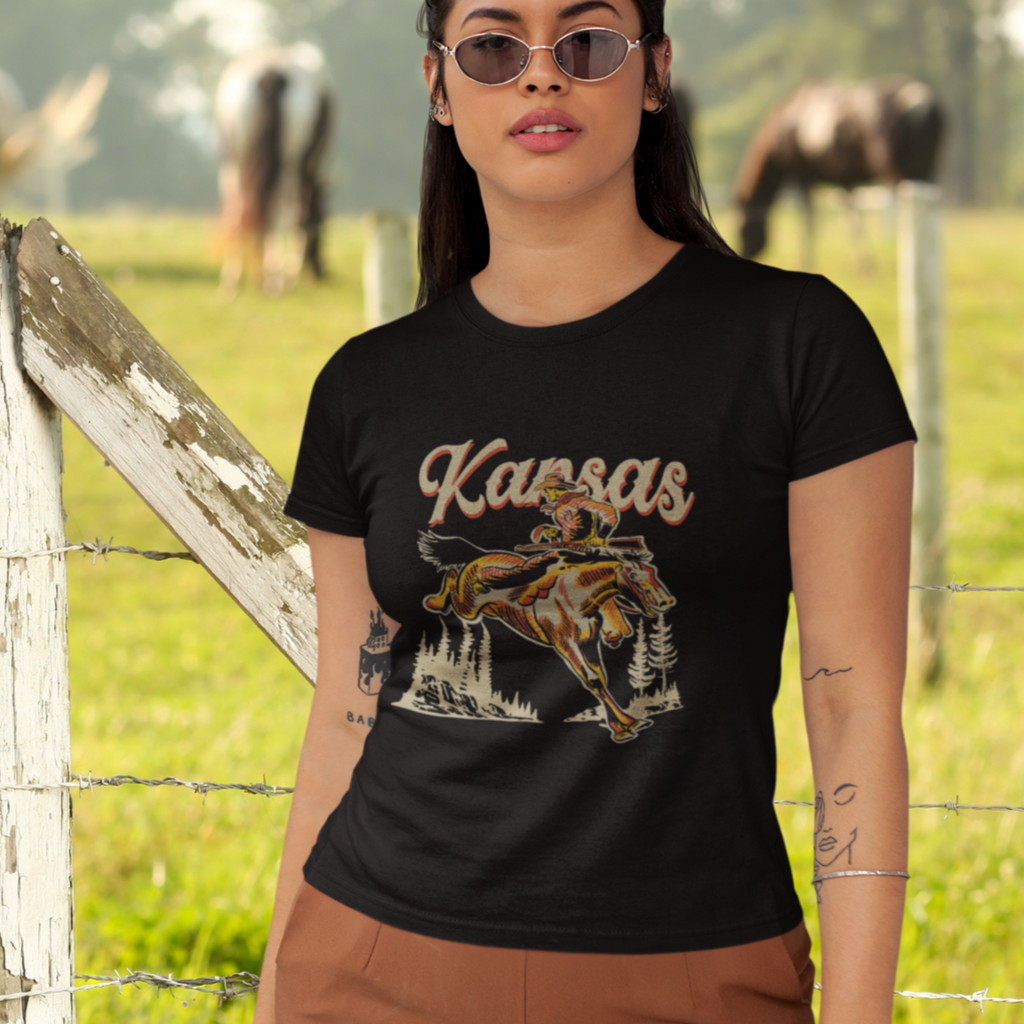 Kansas Outlaw Cowboy Ladies T-shirt