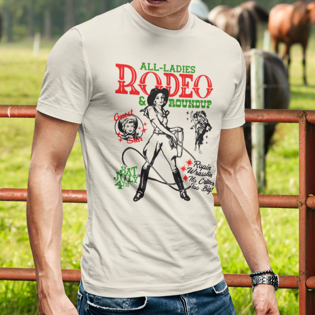 Rodeo Poster, All-Ladies Rodeo, Premium Cream Cotton Men's T-shirt