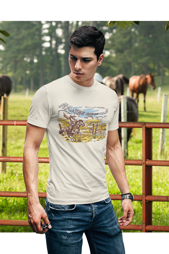 Range Rider Cowboy Men's Cream T-shirt