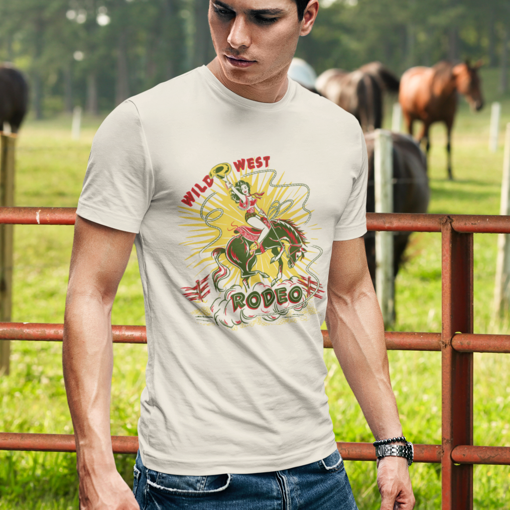 Wild West Rodeo Cowgirl Men's Cream T-shirt