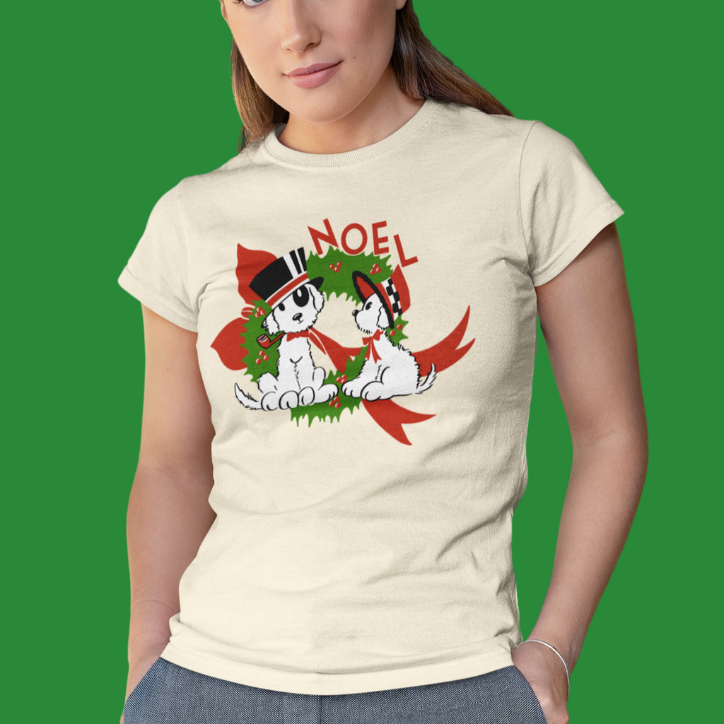 Retro Noel Christmas Puppies - Women's T-shirt