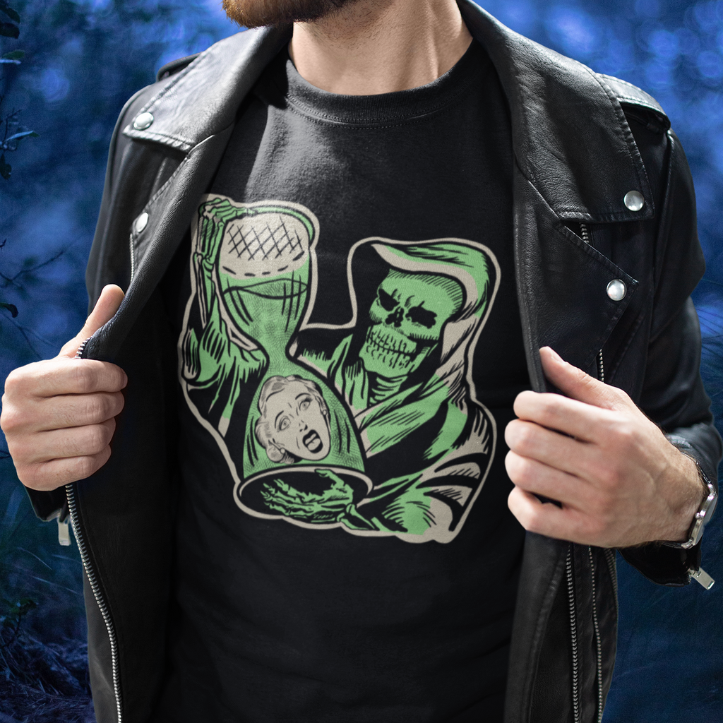 Time's Up Grim Reaper Spooky Men's Premium Cotton T-shirt in 3 Assorted Colors