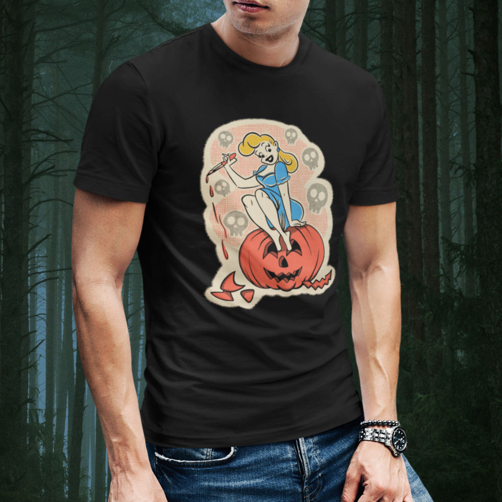 Classic Halloween Pinup Pumpkin Carver Retro Spooky Season Unisex T-shirt