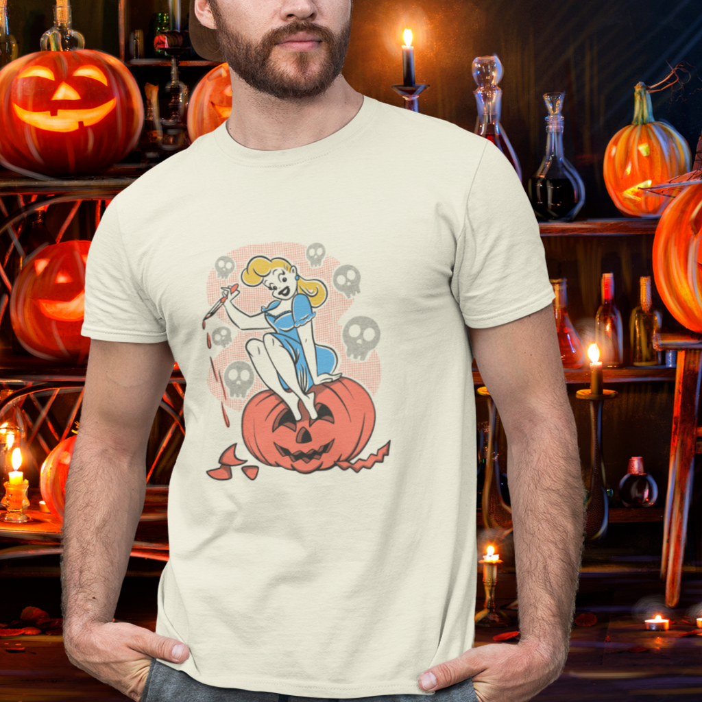 Classic Halloween Pinup Pumpkin Carver Retro Spooky Season Unisex T-shirt