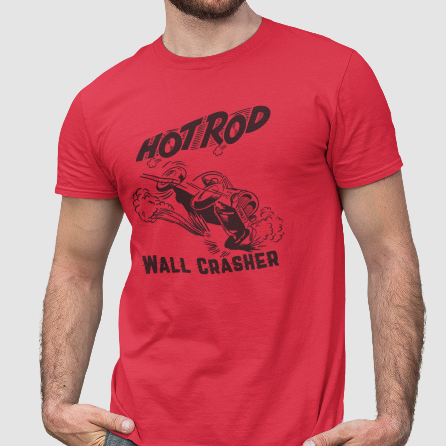 Hot Rod Wall Crasher Men's Premium Cotton T-shirt in Assorted Colors