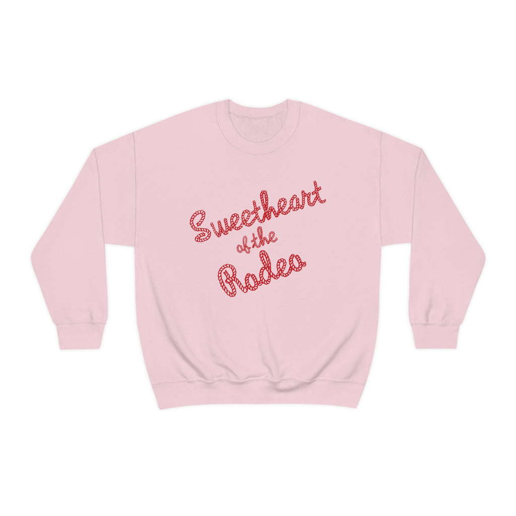 Sweetheart of the Rodeo Western Cowgirl Graphic Rope Design Unisex Sweatshirt in 4 Assorted Colors Light Pink
