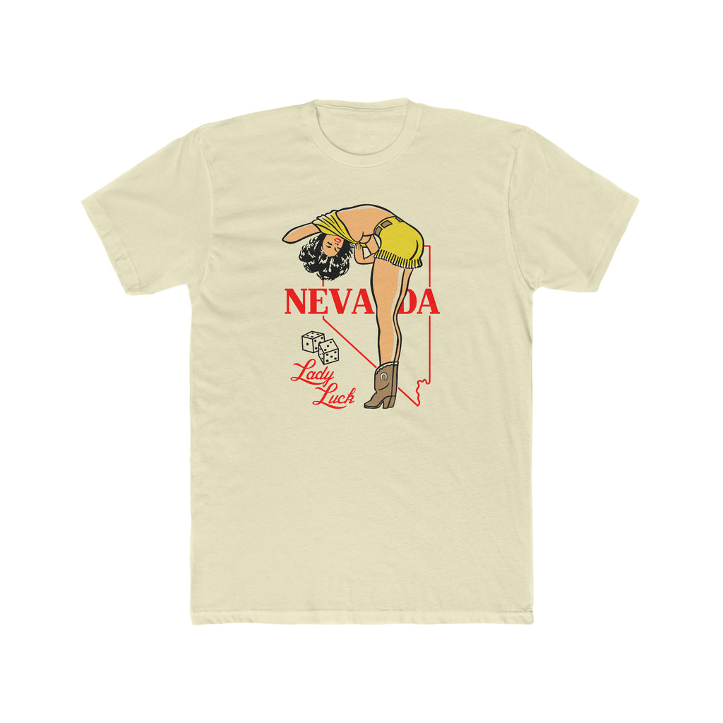 Nevada State Pinup Men's Cream T-shirt Solid Natural