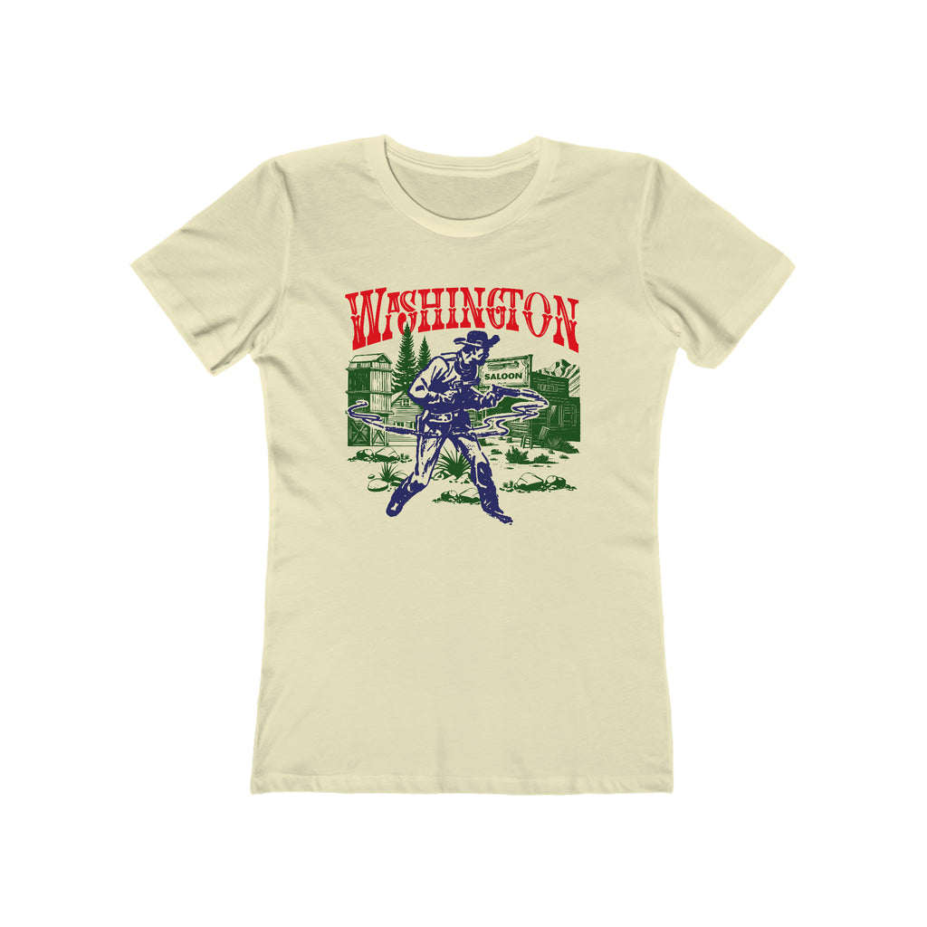 Washington Wild West Ghost Town Gunslinger Ladies Premium Cream Cotton T-shirt Solid Natural