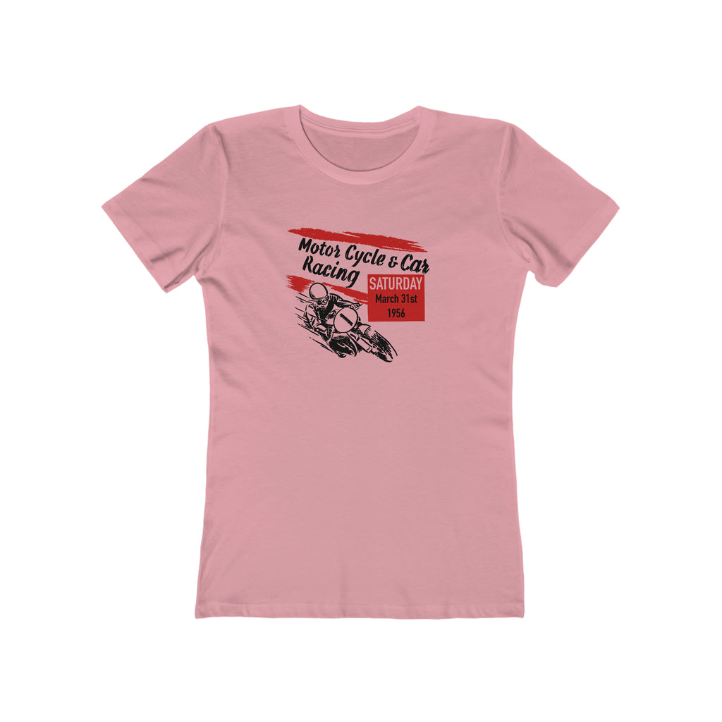 Motorcycle and Car Racing Women's The Boyfriend Tee Solid Light Pink