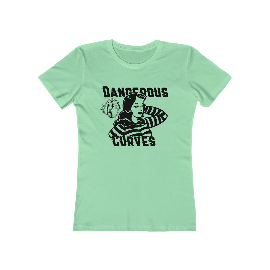 Dangerous Curves Pinup Ladies Premium Cotton T-shirt in Assorted Colors Solid Mint