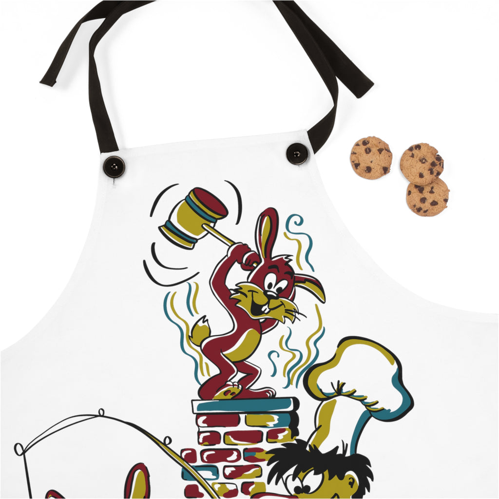 Vintage Style BBQ Midcentury Kitschy Kitchen Apron - Whoa Rabbit- The Perfect BBQ Gift for Outdoor Grillers