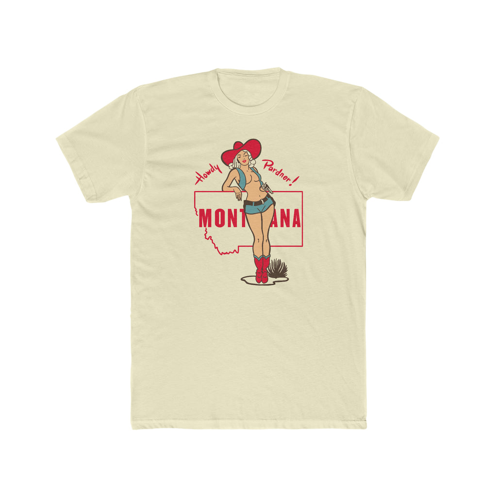 Montana State Pinup Men's Cream T-shirt Solid Natural