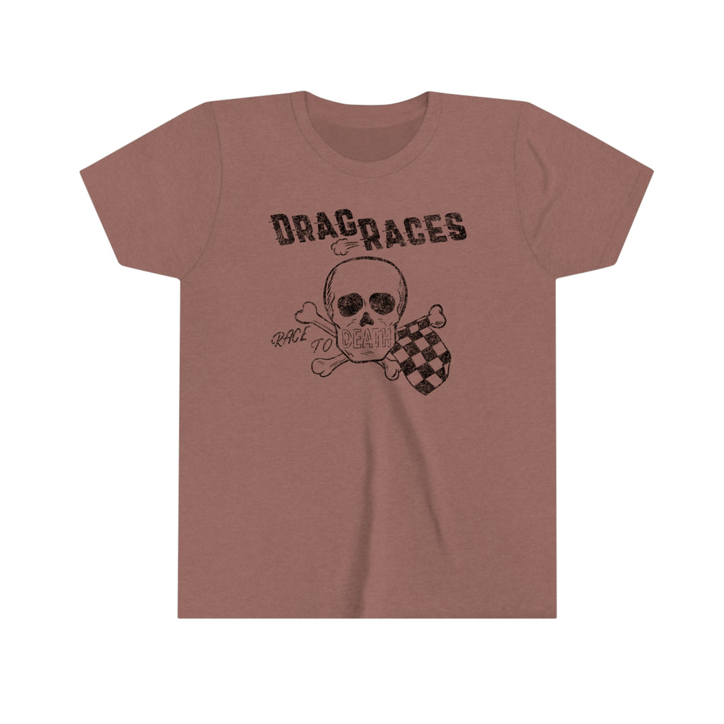 Race to Death Drag Races Youth Boys & Girls T-Shirt in Assorted Colors Heather Mauve