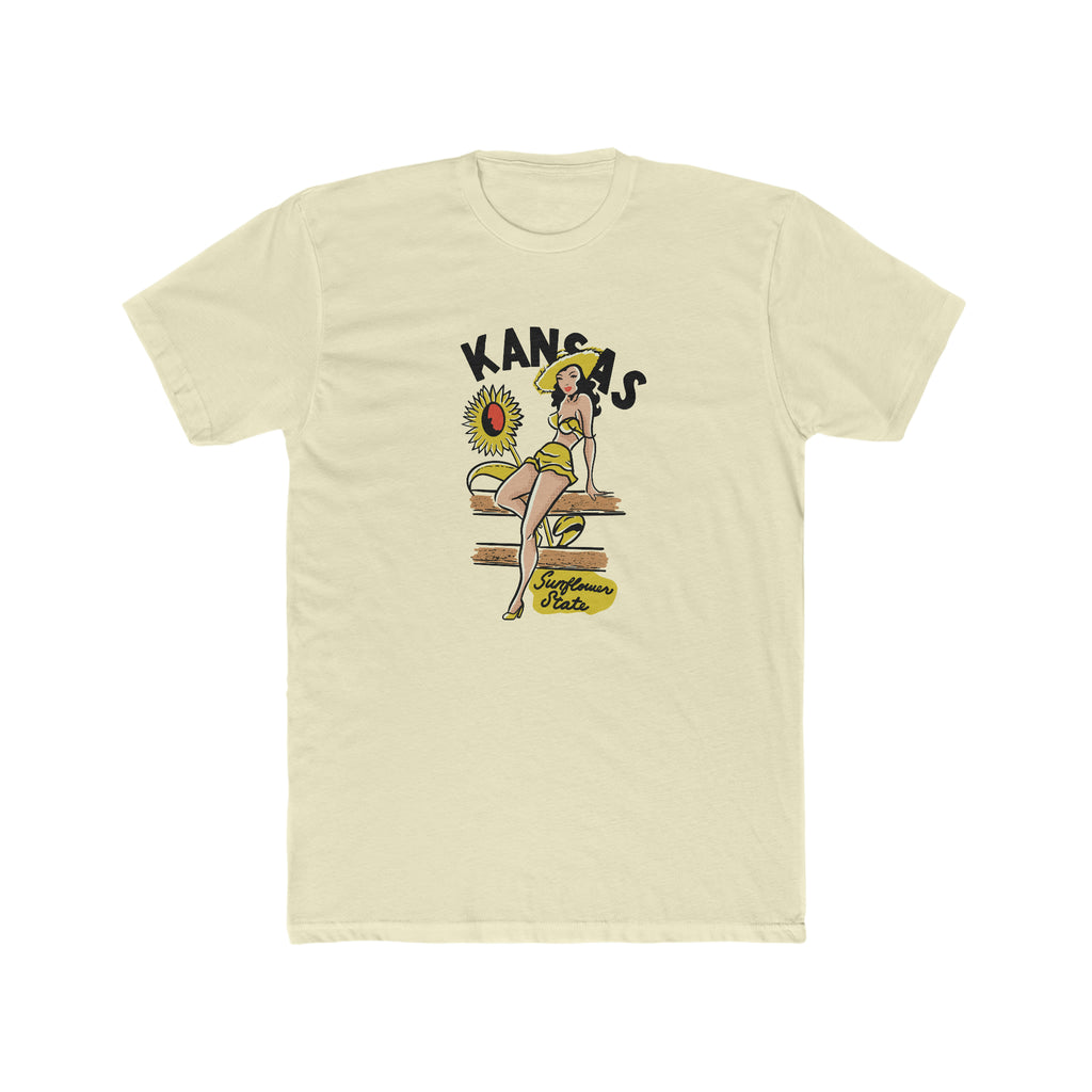 Kansas Pin Up Men's Cream T-shirt Solid Natural