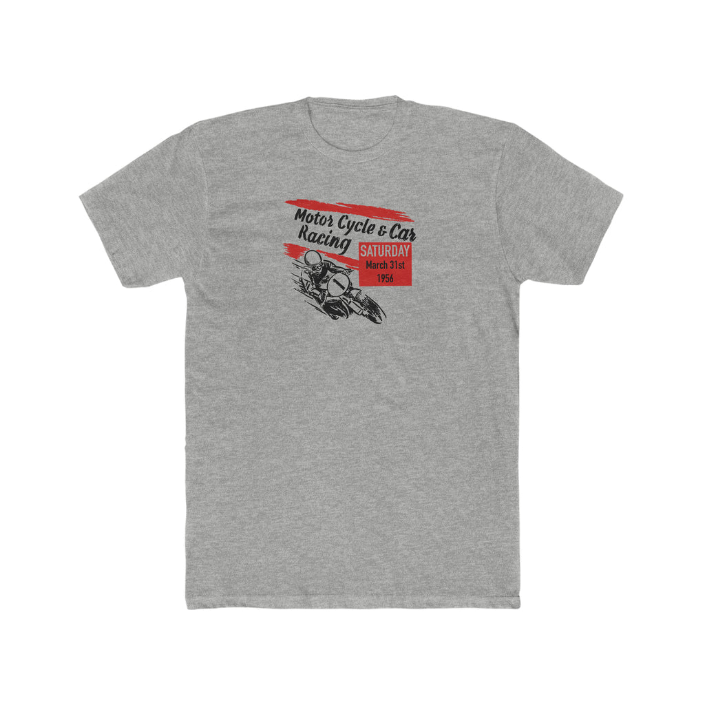 Motorcycle and Car Racing Men's Cotton Crew Tee Assorted Colors Heather Grey