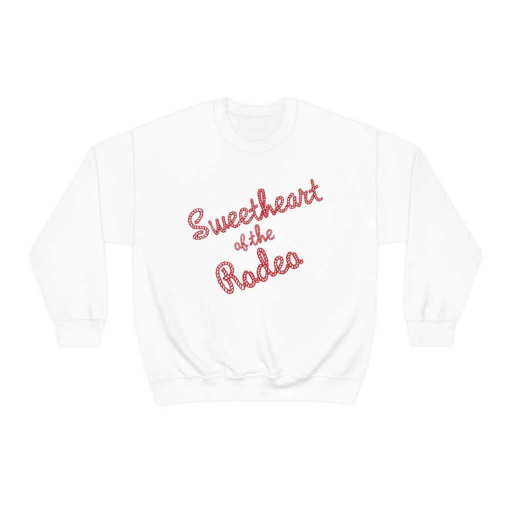 Sweetheart of the Rodeo Western Cowgirl Graphic Rope Design Unisex Sweatshirt in 4 Assorted Colors White