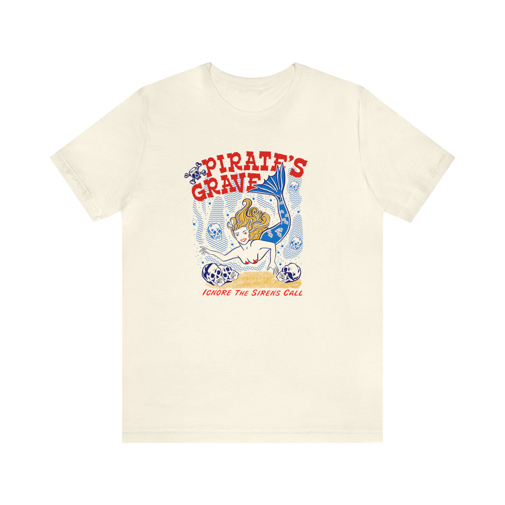 Pirate's Grave Mermaid Unisex Men's Premium Cream Cotton T-shirt Natural