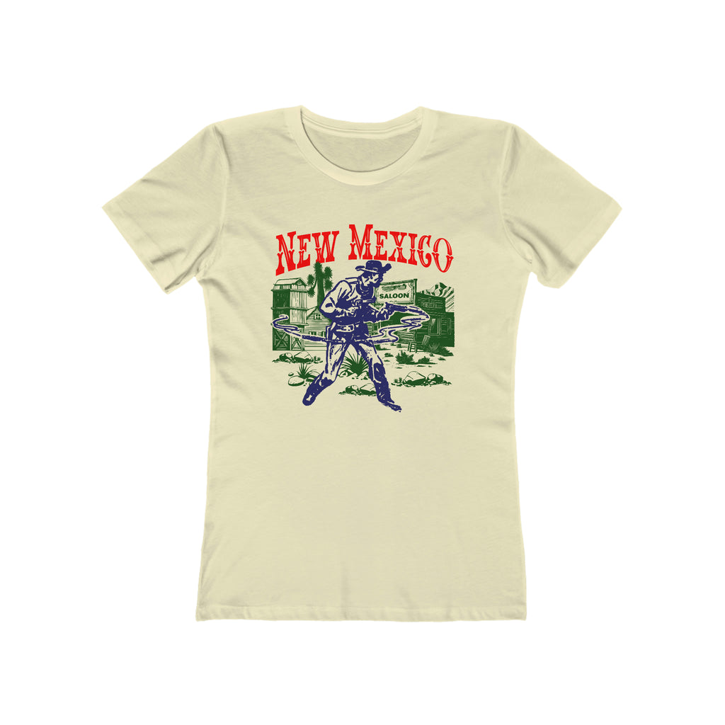 New Mexico Wild West Ghost Town Gunslinger Ladies Premium Cream Cotton T-shirt Solid Natural