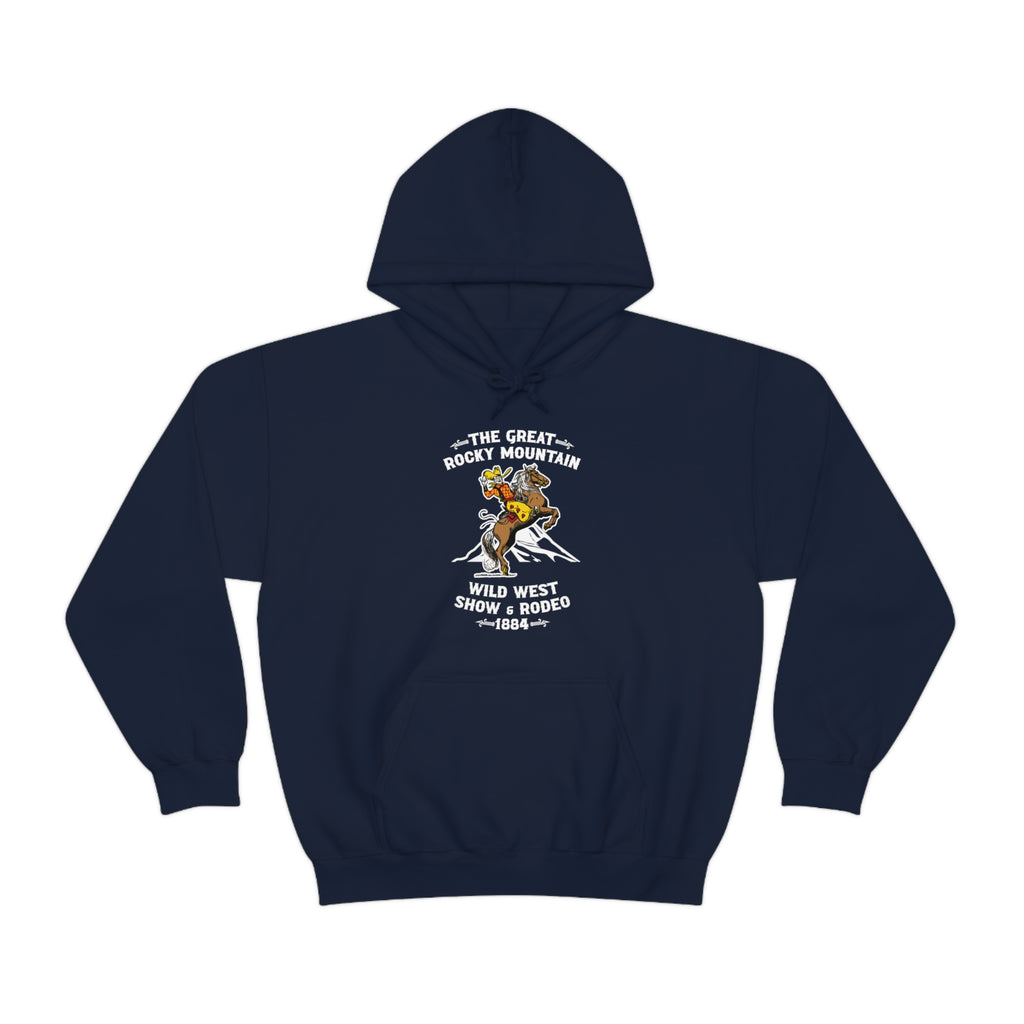 The Great Rocky Mountains Wild West Show Unisex Premium Hooded Sweatshirt Navy