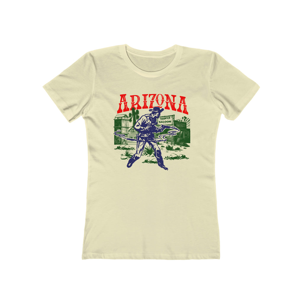 Arizona Wild West Outlaw Ghost Town Gunslinger Western Cowboy Print Women's T-shirt Solid Natural