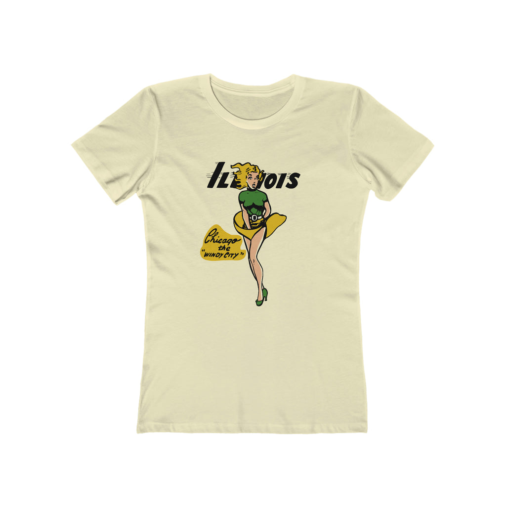 Chicago Illinois Pin Up Ladies Cream T-shirt Solid Natural