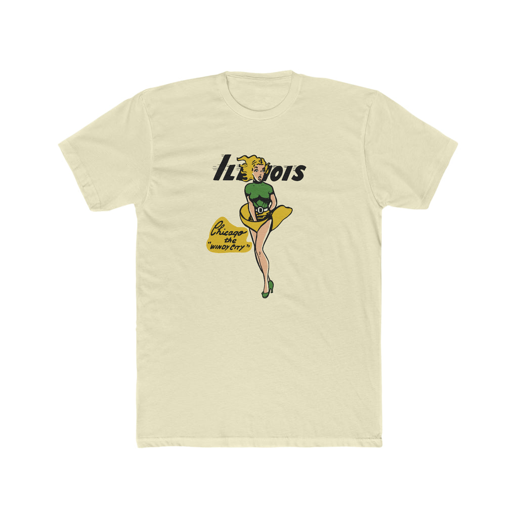 Chicago Illinois Pin Up Men's Cream T-shirt Solid Natural