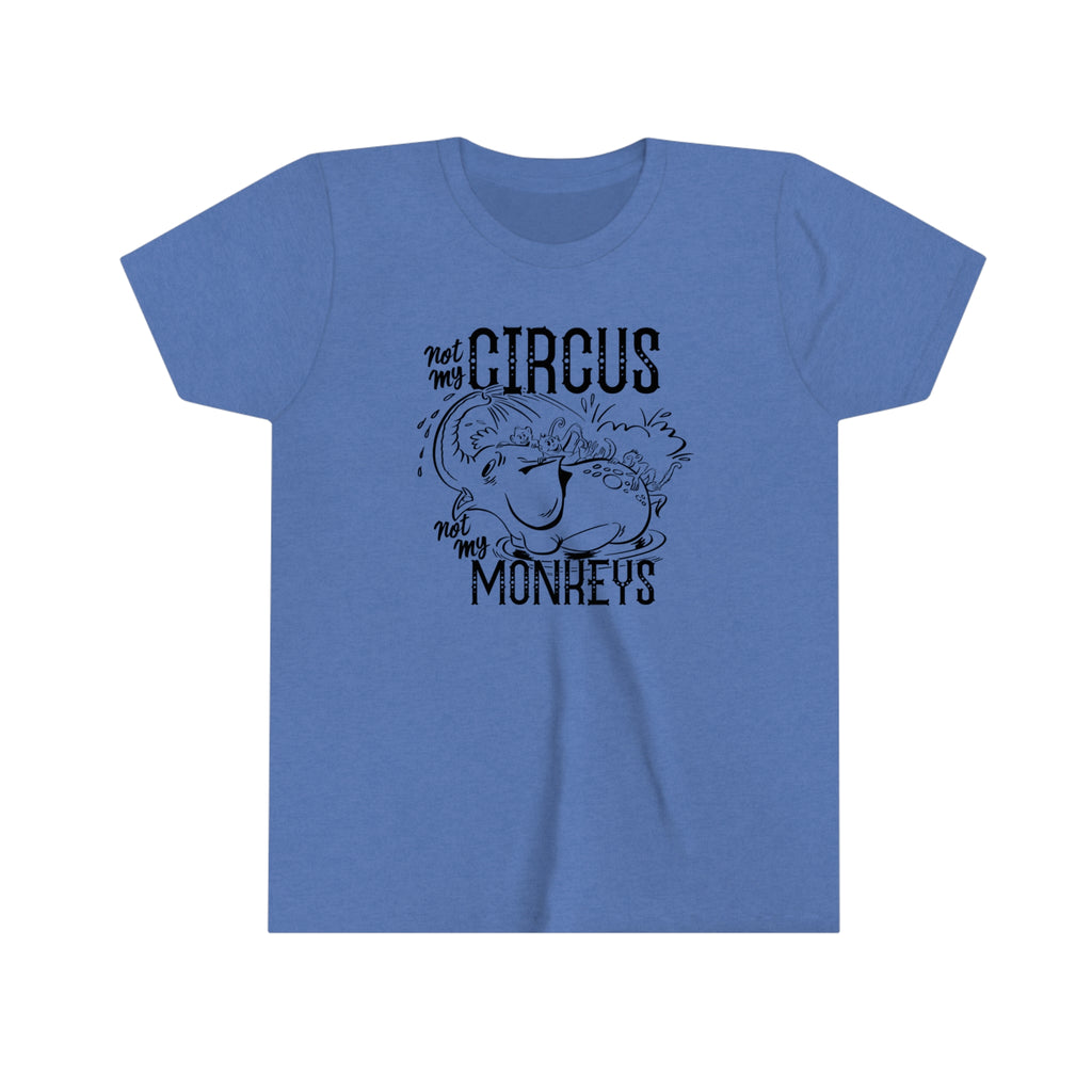 Not My Circus Not My Monkeys Youth Short Sleeve T-shirt Heather Columbia Blue
