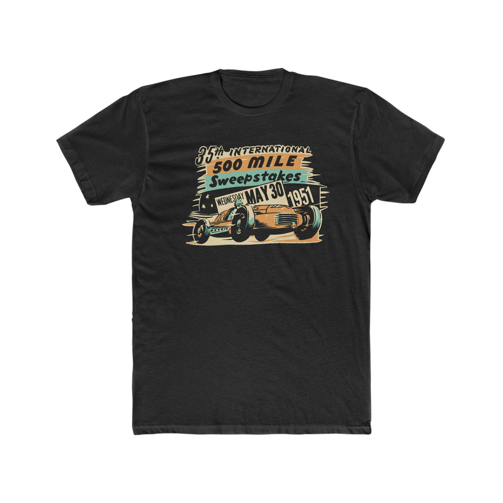 Hot Rod Racing - Vintage 1951 500 Miles Sweepstakes - Premium Black Cotton Men's T-shirt Solid Black