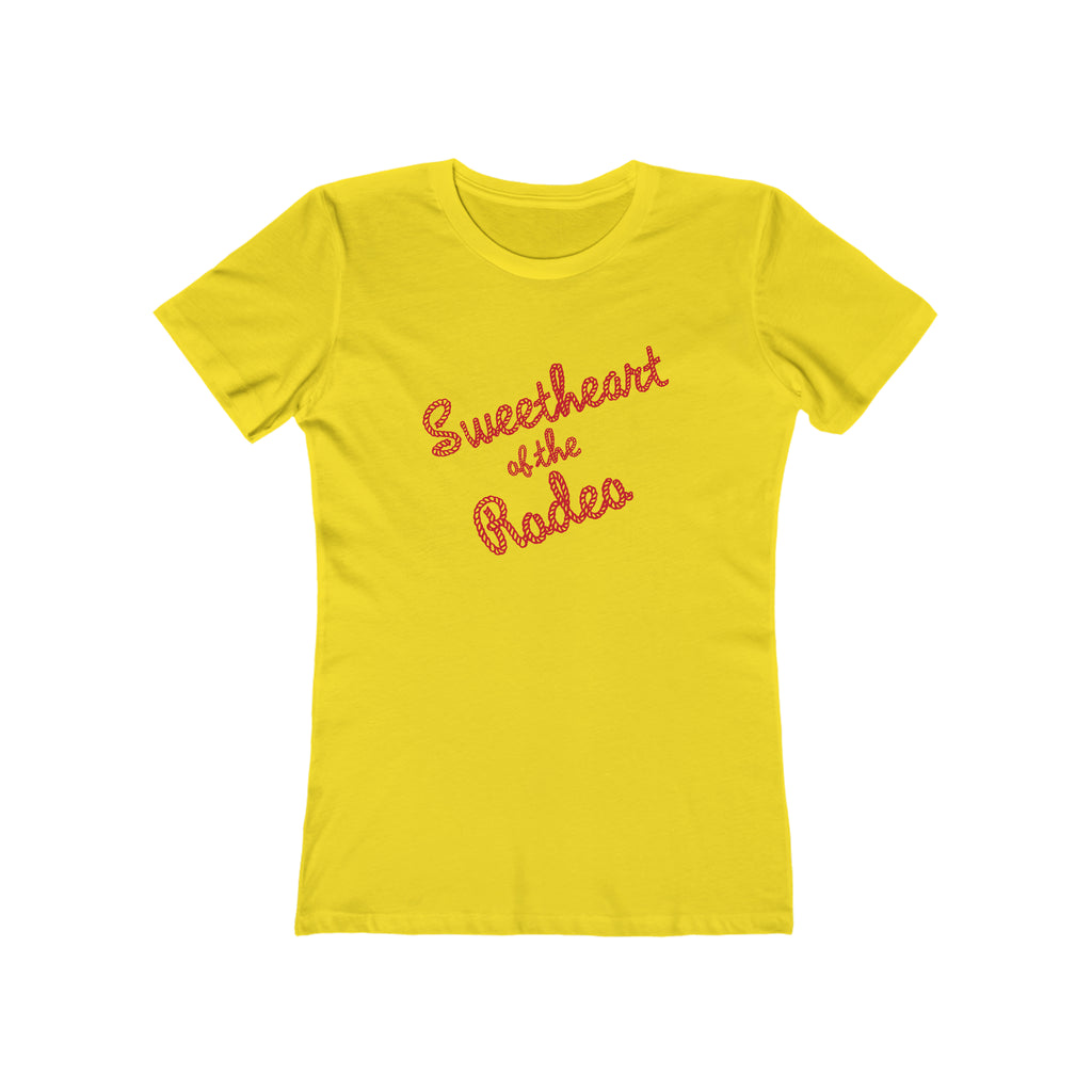 Sweetheart of the Rodeo Ladies T-shirt Premium Cotton in 4 Assorted Light Colors Solid Vibrant Yellow