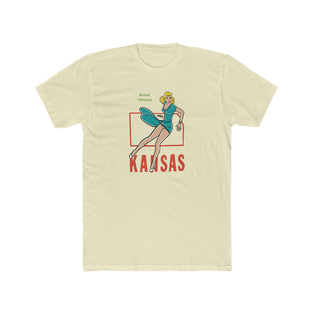 Kansas Pin Up Men's Cream T-shirt Solid Natural