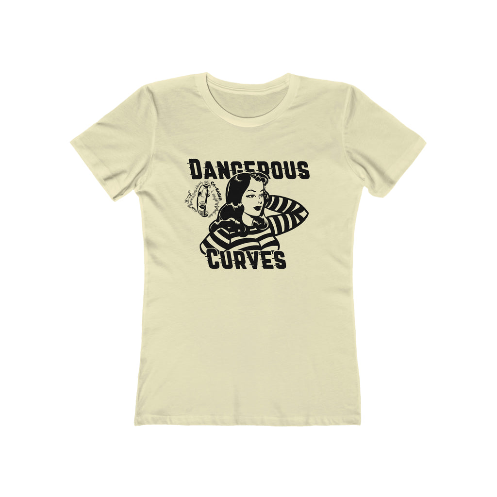 Dangerous Curves Pinup Ladies Premium Cotton T-shirt in Assorted Colors Solid Natural