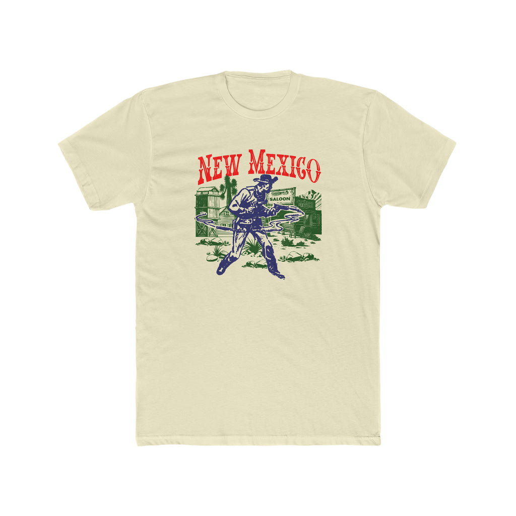 New Mexico Wild West Gunslinger Retro Men's Premium Cream CottonT-shirt Solid Natural