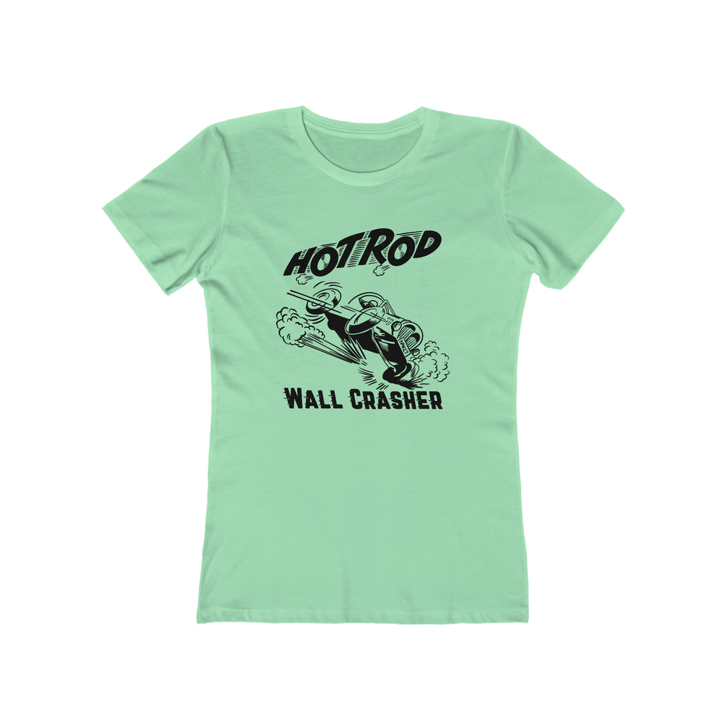 Hot Rod Wall Crasher Racing Ladies Premium Cotton T-shirt in Assorted Colors Solid Mint