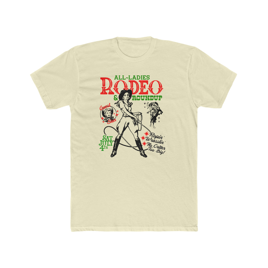 Rodeo Poster, All-Ladies Rodeo, Premium Cream Cotton Men's T-shirt Solid Natural