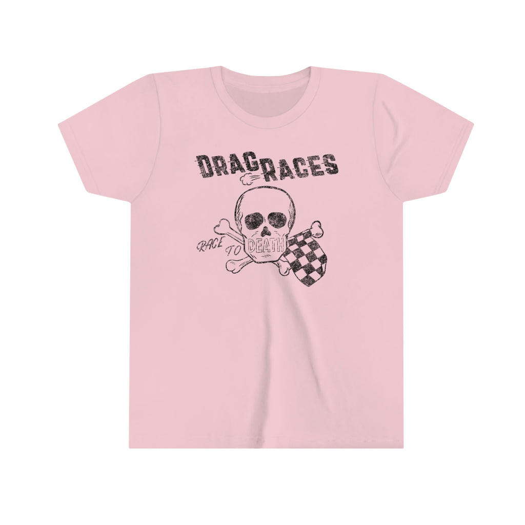 Race to Death Drag Races Youth Boys & Girls T-Shirt in Assorted Colors Pink