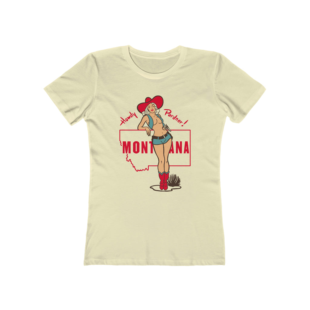 Montana State Pinup Ladies Cream T-shirt Solid Natural