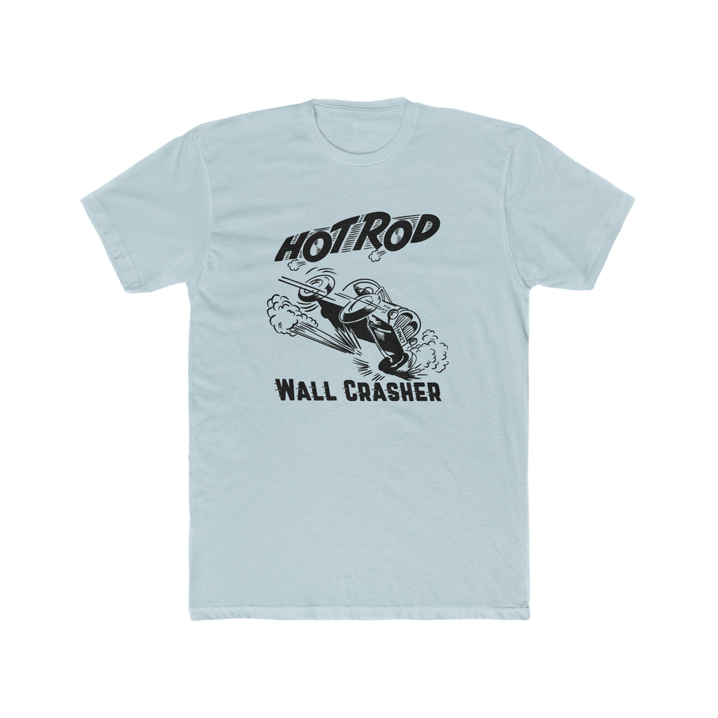 Hot Rod Wall Crasher Men's Premium Cotton T-shirt in Assorted Colors Solid Light Blue