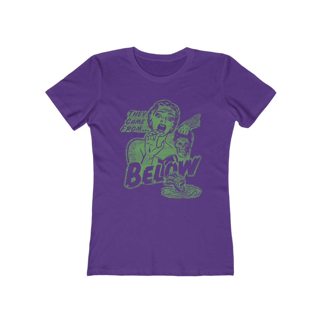 They Came From Below Spooky Ladies T-shirt Premium Cotton Fabric in 3 Assorted Colors Solid Purple Rush
