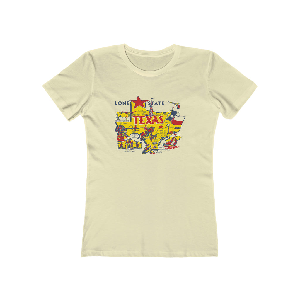 Texas Lone Star State Ladies Cream T-shirt Solid Natural