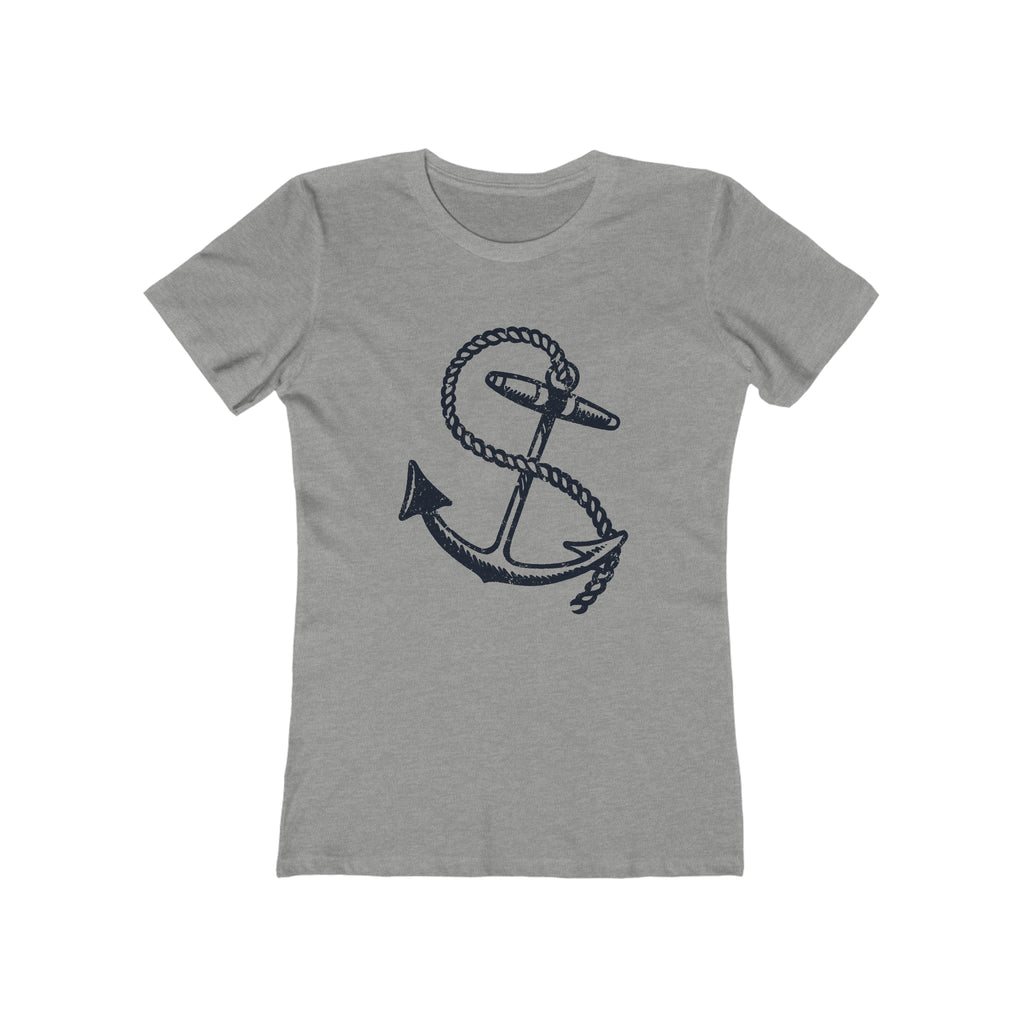 Nautical Anchor Ladies T-shirt Heather Grey