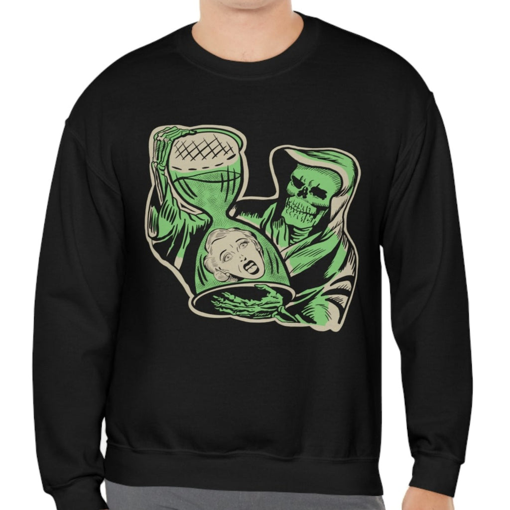 Grim Reaper - Time's Up - Spooky Gothic Horror - Black Unisex Crewneck Sweatshirt