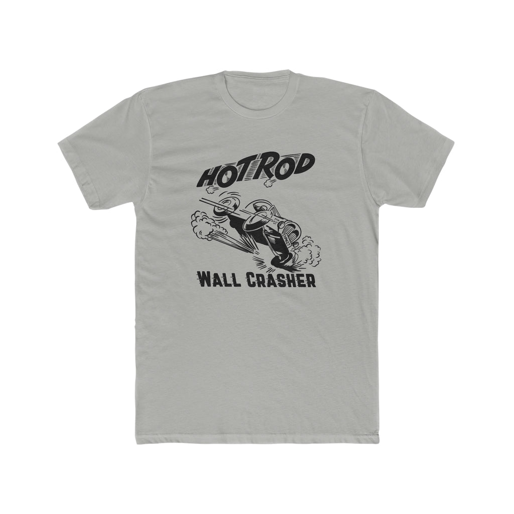 Hot Rod Wall Crasher Men's Premium Cotton T-shirt in Assorted Colors Solid Light Grey