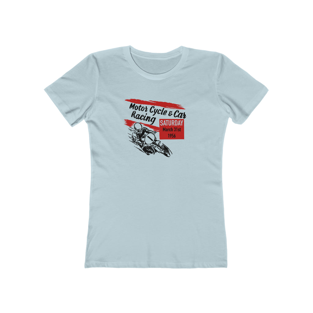 Motorcycle and Car Racing Women's The Boyfriend Tee Solid Light Blue